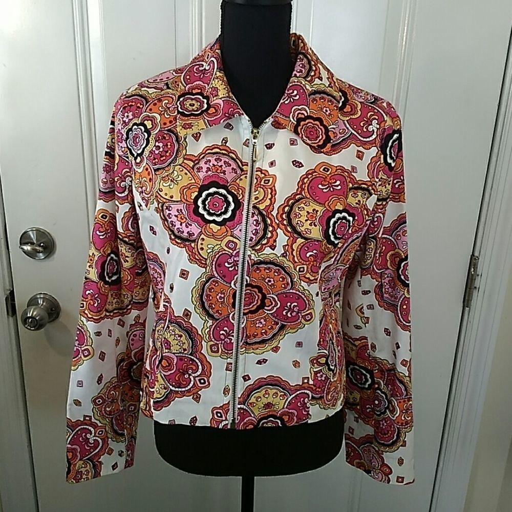 LoriZoni paisley printed zip front jacket